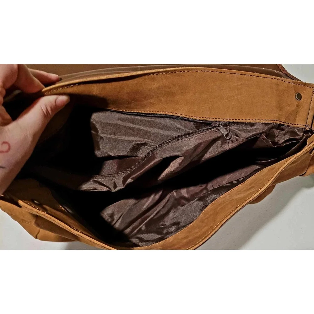 *RESCUE ANIMAL FUNDRAISER*Genuine Leather Messenger Bag Brown Suede Satchel